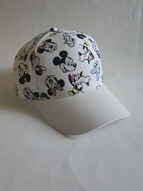 Disney Characters Baseball Hat Mickey Minnie Goofy Donald White Cotton Cap OS